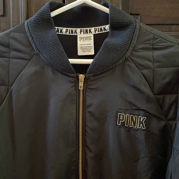 Victoria’s Secret “Pink” Quilted Sleeve Full Zip Bomber Jacket in Adult Small - Picture 4 of 7